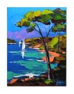 Olivier Pfleger (1967) - Plage de la Rabiou St-Tropez, Antiek en Kunst, Kunst | Schilderijen | Modern