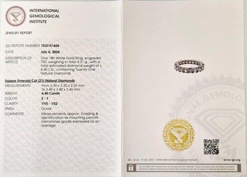 Eeuwigheidsring - 18 karaat Witgoud - 4.40ct. tw. Diamant