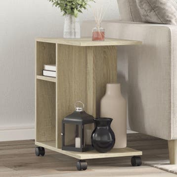 vidaXL Bijzettafel met wieltjes 50x30x55 cm hout sonoma, Verzenden, Nieuw