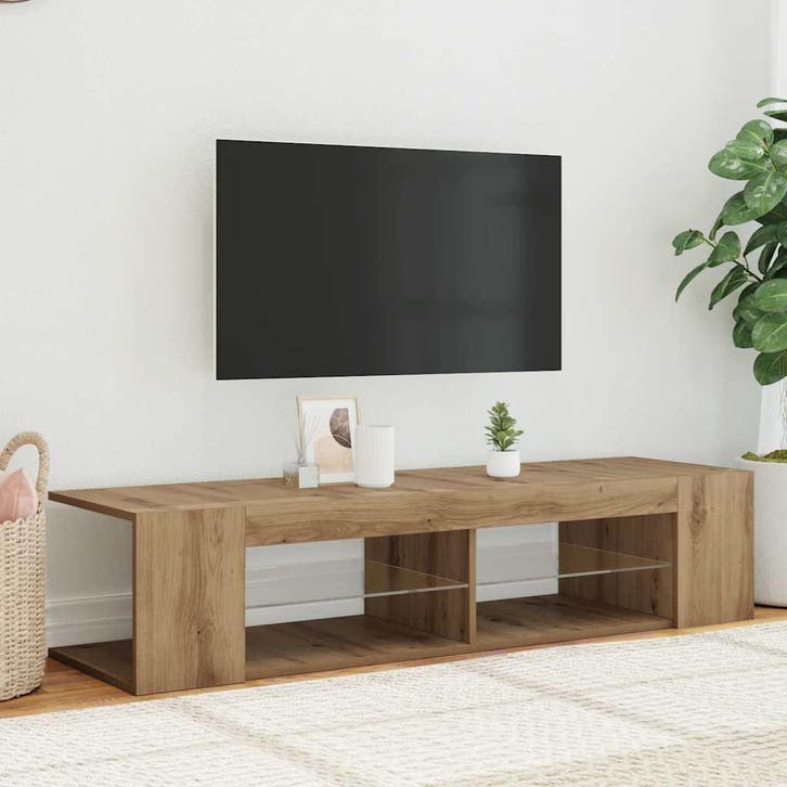 vidaXL Tv-meubel met LED 135x39x30 cm bewerkt hout, Maison & Meubles, Armoires | Mobilier de télévision, Envoi