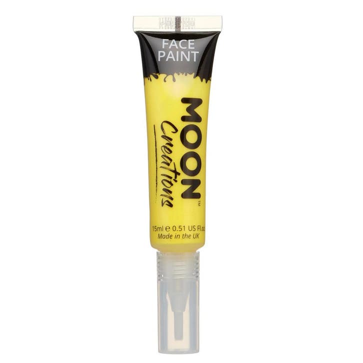 Moon Creations Face Paint with Brush Applicator Yellow 15ml, Hobby en Vrije tijd, Feestartikelen, Nieuw, Verzenden