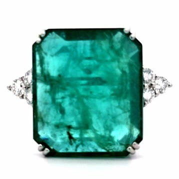 Ring Platina - 22.83ct. tw. Smaragd - Diamant -, Nieuw