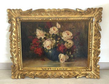 Clément Castelli (1870-1959) - Vaso di rose colorate