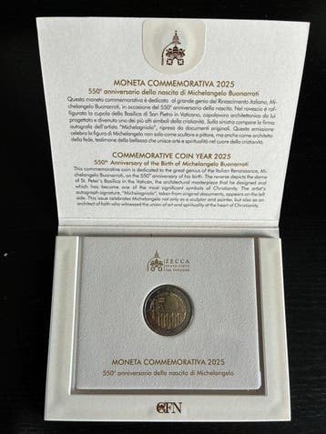 Vaticaan. 2 Euro 2025 Michelangelo (Zonder minimumprijs), Postzegels en Munten
