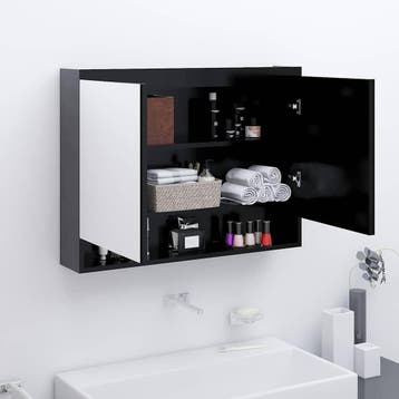 vidaXL Badkamerkast met spiegel 80x15x60 cm MDF, Verzenden, Nieuw