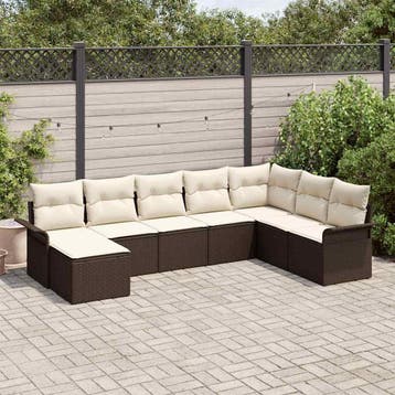 vidaXL Tuinbank Set 8 st Bruin poly rattan, Verzenden, Nieuw