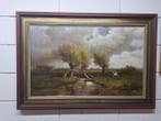 P. Louis (XX) - Polderlandschap met rustende Koeien, Antiek en Kunst, Kunst | Schilderijen | Klassiek