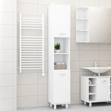 vidaXL Badkamerkast 30x30x179 cm spaanplaat wit, Verzenden