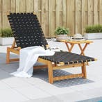 vidaXL Ligbed met tafel massief acaciahout en stof zwart, Tuin en Terras, Verzenden, Nieuw