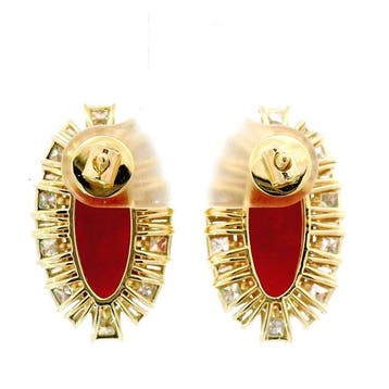 Boucles doreilles - 14 carats Or jaune - 9.54ct. tw. Corail, Handtassen en Accessoires, Nieuw