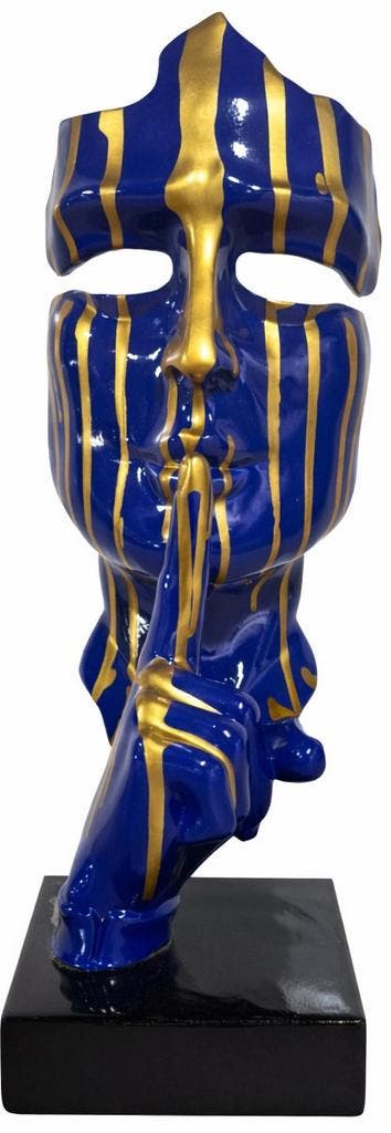 Design Masker Blauw & Goud – 42 cm, Collections, Statues & Figurines, Envoi