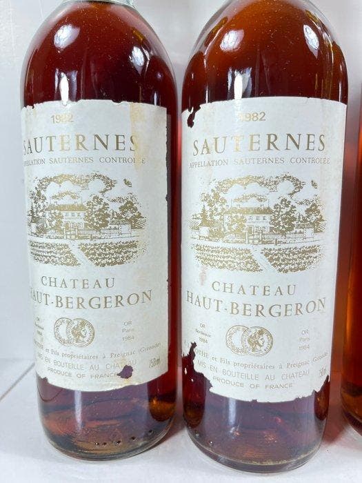 1987 x2, 1987 x2 Chateau Haut-Bergeron - Sauternes - 4, Collections, Vins