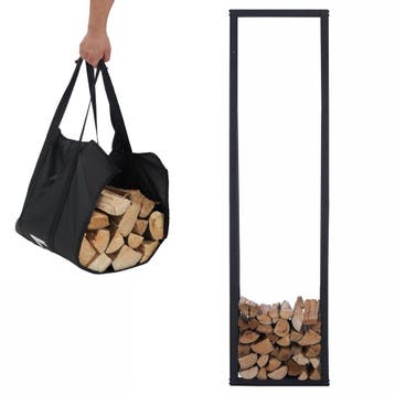 Lendo Online Range-bûches 50x25x196 Acier Thermolaqué Noir
