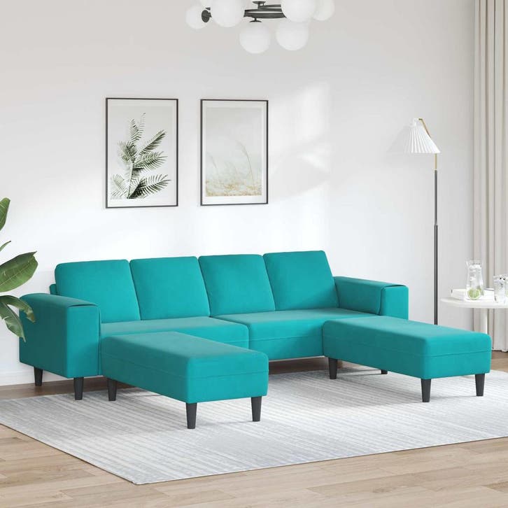 vidaXL Woonkamerbank / zetel 3 st Turquoise, Maison & Meubles, Canapés | Salons, Envoi