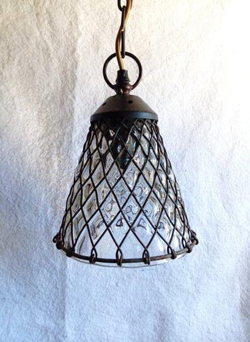 Lantaarn plafondlamp - Glas, IJzer - Geblazen glas en ijzer