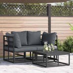 vidaXL Tuinbank Set 3 pcs Zwart Metaal, Verzenden, Nieuw
