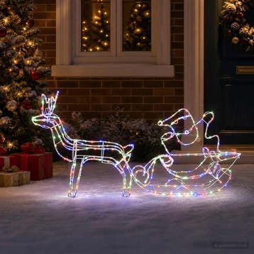 vidaXL Kerstversiering rendier en slee LOVIISA 320 LEDs, Diversen, Verzenden, Nieuw