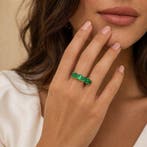 Ring - 14 karaat Geel goud - 4.54ct. tw. Smaragd, Nieuw