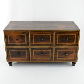 Armoire - Bois, Acajou - Table-cabinet à six tiroirs