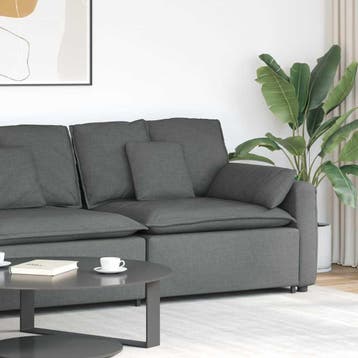 vidaXL Modulaire bank Armleuning eindmodule met kussens 100, Verzenden