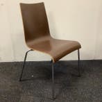 kantinestoel, stapelstoel, bruin - chroom