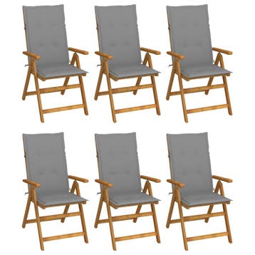 vidaXL Inklapbare stoelen 6 st met kussens massief, Verzenden, Nieuw