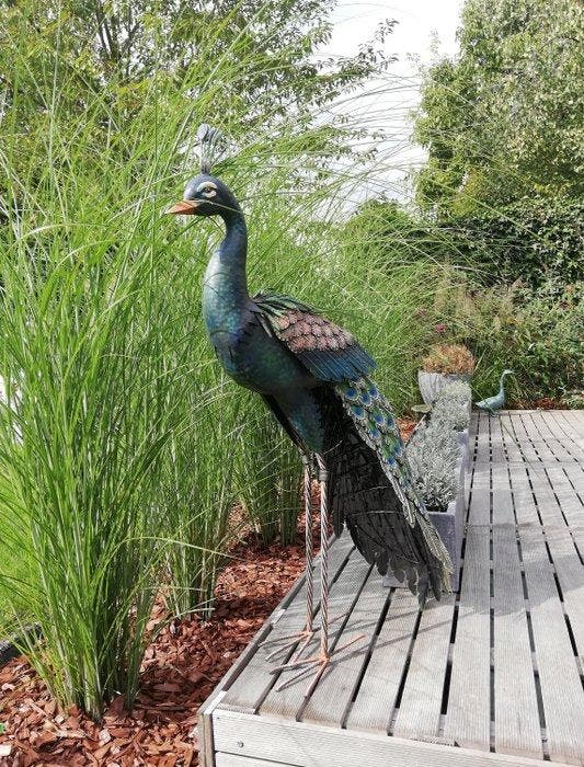 Staande pauw - Beeldje - Metaal, Antiquités & Art, Art | Objets design