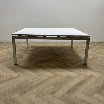 verstelbare vierkante vergadertafel 160x160 cm, wit, Gebruikt, Bureau