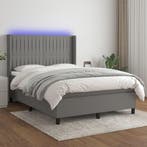 vidaXL Boxspring met matras en LED stof donkergrijs 140x200, Verzenden, Nieuw