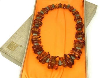Originele 106 g oude vintage Baltische barnsteen halsketting