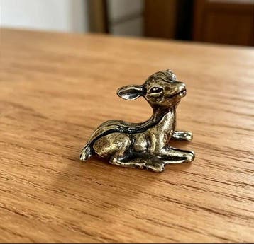 Vintage Distressed Metal Solid Deer Figurine 2pcs Set, Mini