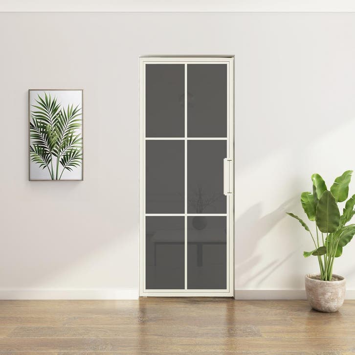 Stalen taatsdeur - Wit - 6 Vlaks - Rookglas, Doe-het-zelf en Bouw, Deuren en Vliegenramen, Nieuw, Metaal, Overige typen, 200 tot 215 cm