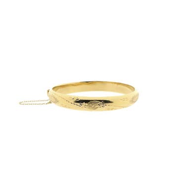 Gouden slavenarmband met gravures; Maat M, Ophalen of Verzenden, Gebruikt, Goud, Goud