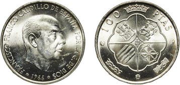 Spanje. Francisco Franco. 100 Pesetas 1966*66 GBCA-EU MS 64