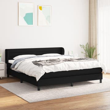 vidaXL Boxspring met matras stof zwart 180x200 cm, Verzenden
