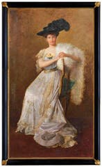 Scuola Romana (inizio XX) - Ritratto di Signora seduta con, Antiek en Kunst