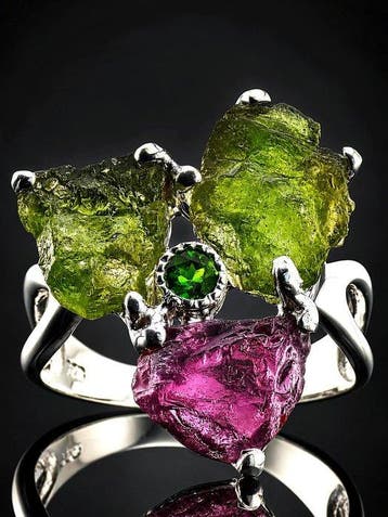 Bague en tourmaline - Argent sterling 925 - Bijou voyant