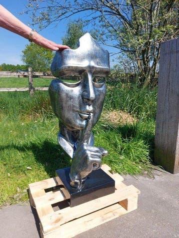 Statue, artistic Statue head on block  THE SILENCE  102