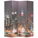vidaXL Kamerscherm inklapbaar New York bij nacht 160x170 cm, Verzenden, Nieuw