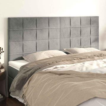vidaXL Hoofdbord lichtgrijs 160x5x118/128 cm fluweel, Verzenden, Nieuw