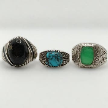 Argent - Bague - 925,Yusr,turquoise,jade