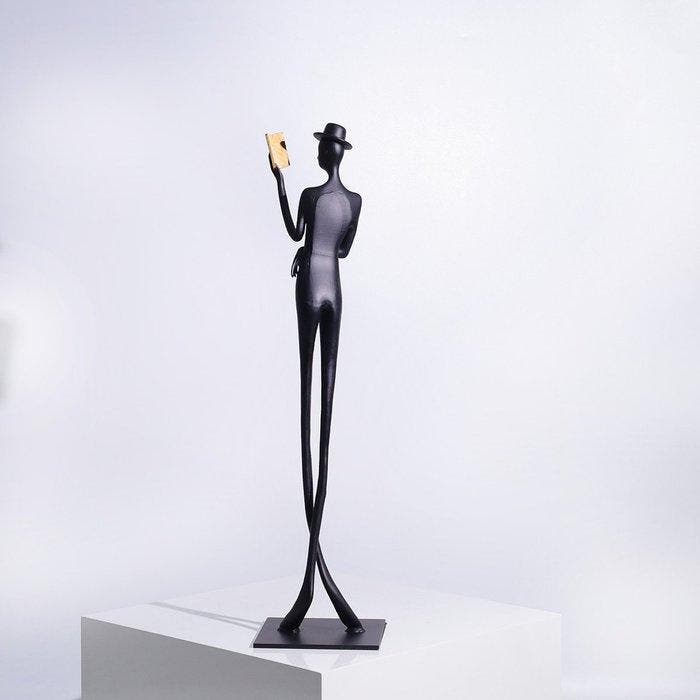 sculptuur, reader - 51 cm - Metaal, Antiquités & Art, Curiosités & Brocante