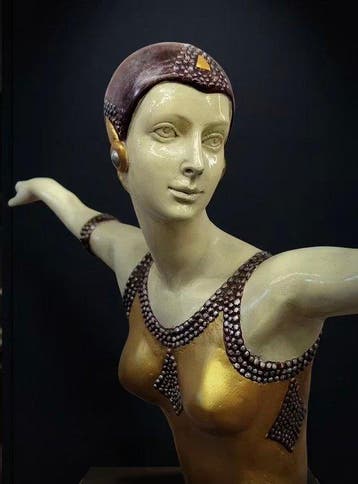 Statue, Naar: D.Chiparus. Exclusief standbeeld danseres 69.3, Antiek en Kunst