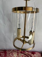Plafondlamp - Lantaarn, messing - convex glas - Verguld