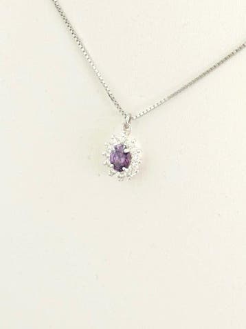 Sans prix de réserve - Collier Argent Diamant (Naturelle) -, Nieuw