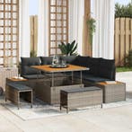 vidaXL Tuinbank Set 8 pcs Grijs Poly Riet en Poedergecoat, Verzenden, Nieuw