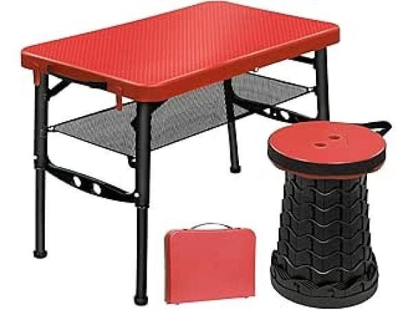 Veiling - FIEMACH Draagbare Camping klaptafel met klapkruk, Caravans en Kamperen, Kampeeraccessoires