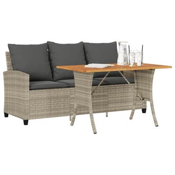 vidaXL Tuinbank 3-zits met kussens & tafel poly rattan, Tuin en Terras, Verzenden, Nieuw