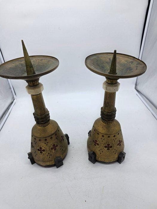 Kaarsenhouder (2) - Messing, Antiquités & Art, Art | Objets design