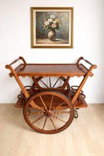 Chariot de service - Noyer - Chariot-bar vintage en bois de, Antiquités & Art